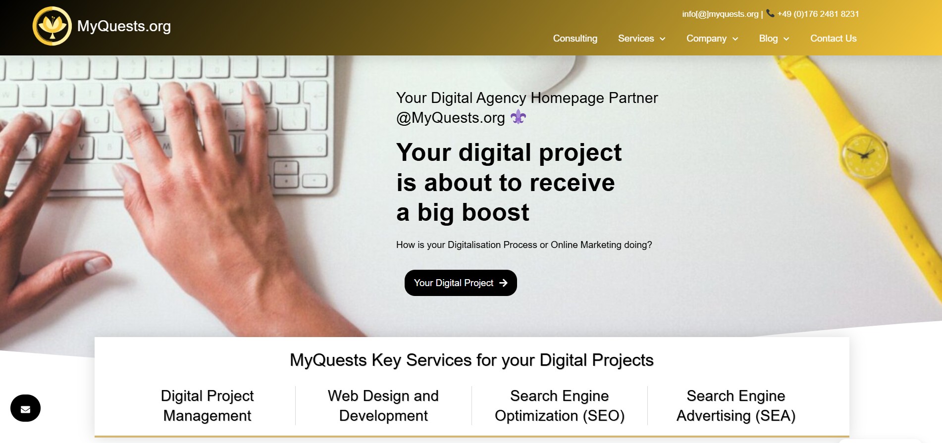 Capture d'écran du projet: MyQuests Online Marketing – Agence digitale & experts en sites web