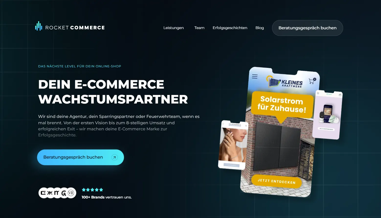 Capture d'écran du projet: Rocket Commerce – E-Commerce & Agence