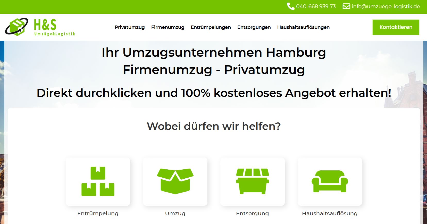 Capture d'écran du projet: H&S Umzüge & Logistik GmbH – Logistique & Transport