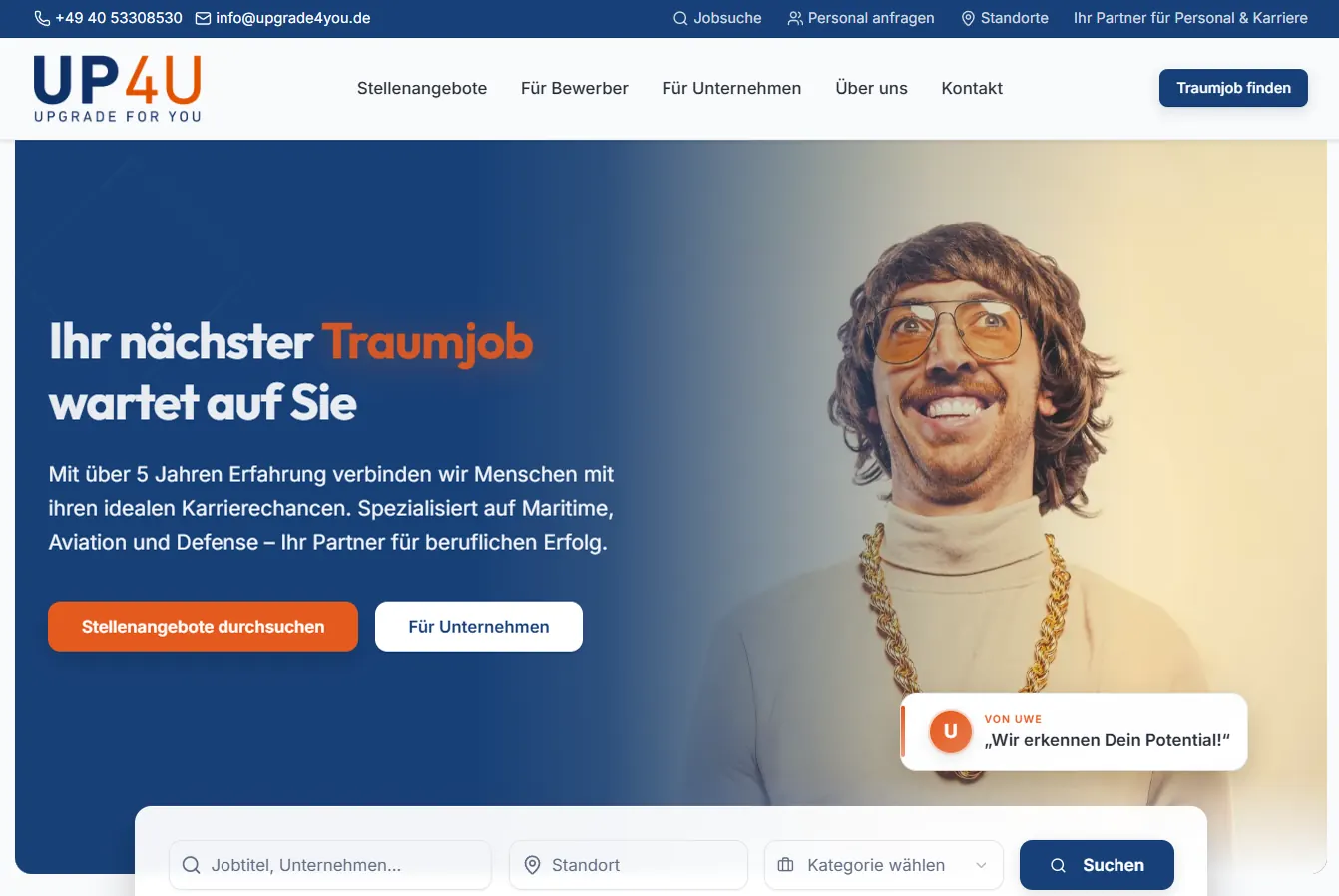 Capture d'écran du projet: Upgrade4You – Carrière & Développement professionnel